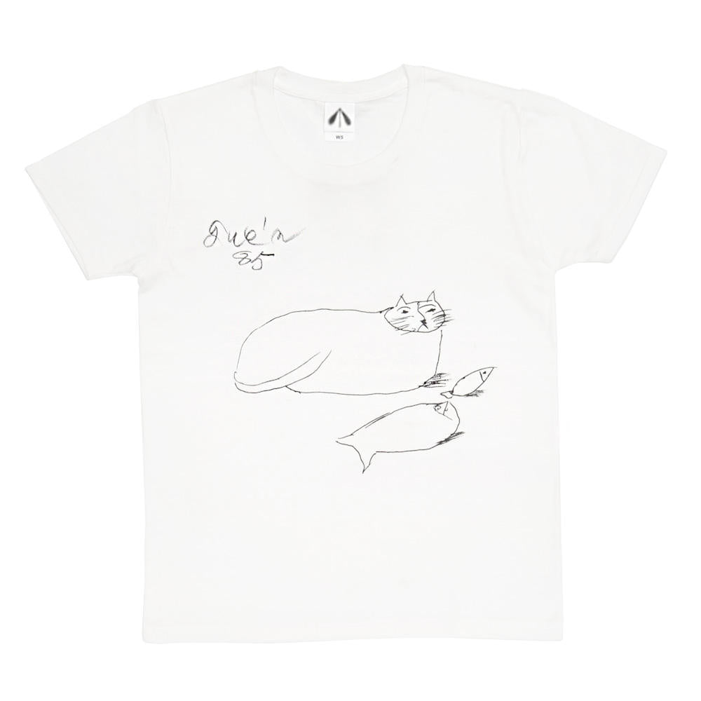 いのくまTシャツ (猫と2匹の魚)ホワイト