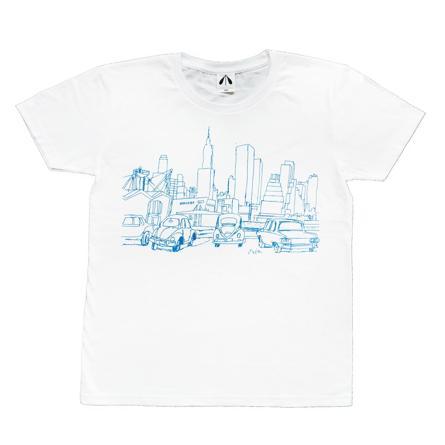 いのくまTシャツ(車のある風景)ホワイト
