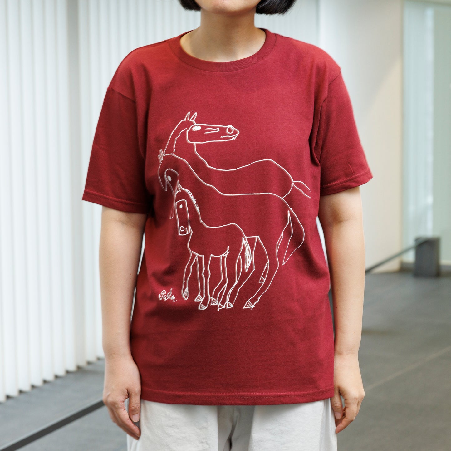 Inokuma T-shirt (Oyako-Horse) Burgundy
