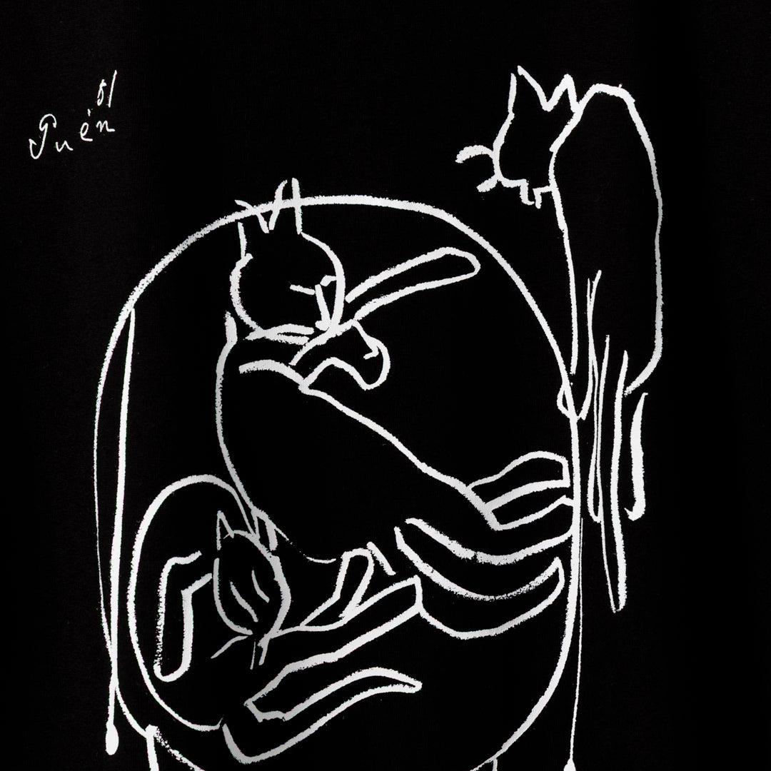 Inokuma T-shirt (Cat and Chair) Black