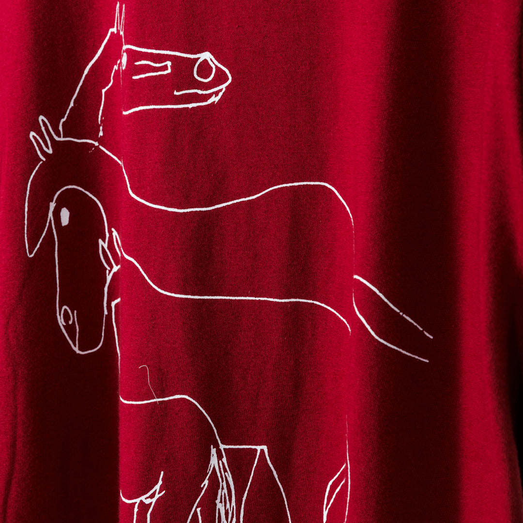 Inokuma T-shirt (Oyako-Horse) Burgundy