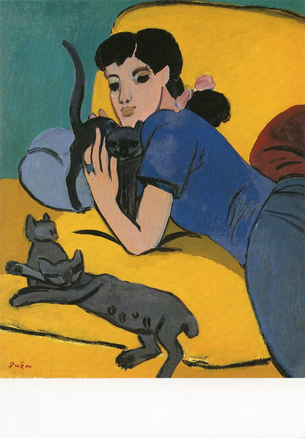 猪熊弦一郎　真作『裸婦と猫』直筆サイン 猪熊弦一郎 真作『裸婦と猫』直筆サイン - メルカリ