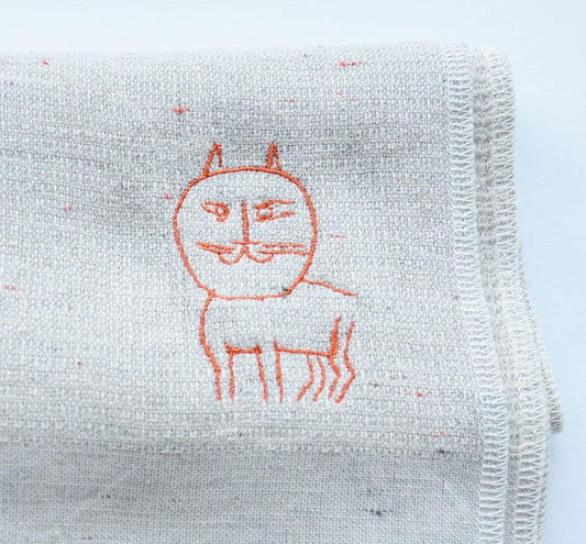 トラベルタオル 猫 オレンジ糸