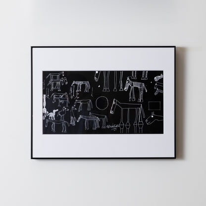 Silkscreen Painting　Horse　Black