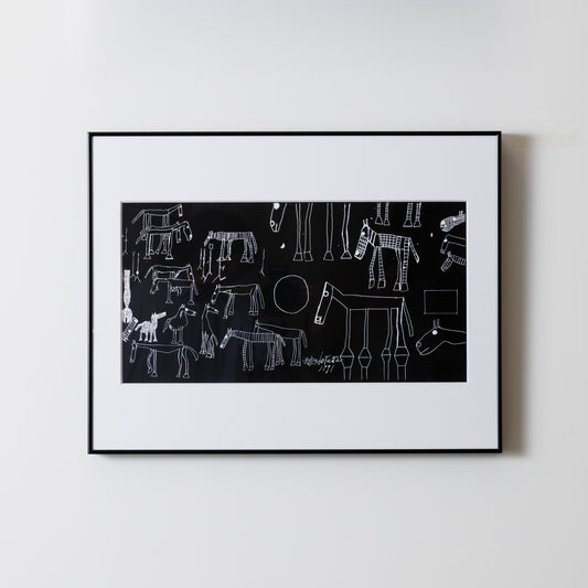 Silkscreen Painting　Horse　Black