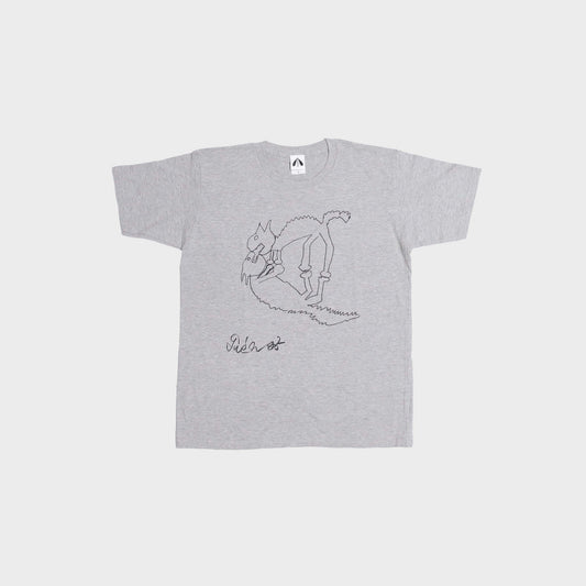 いのくまTシャツ （ギザギザ猫）グレー