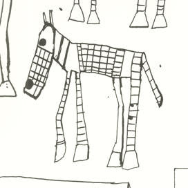 Silkscreen Painting　Horse　Black