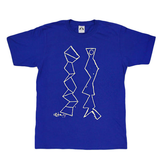 いのくまTシャツ  （ジグザグふたつ）ブルー