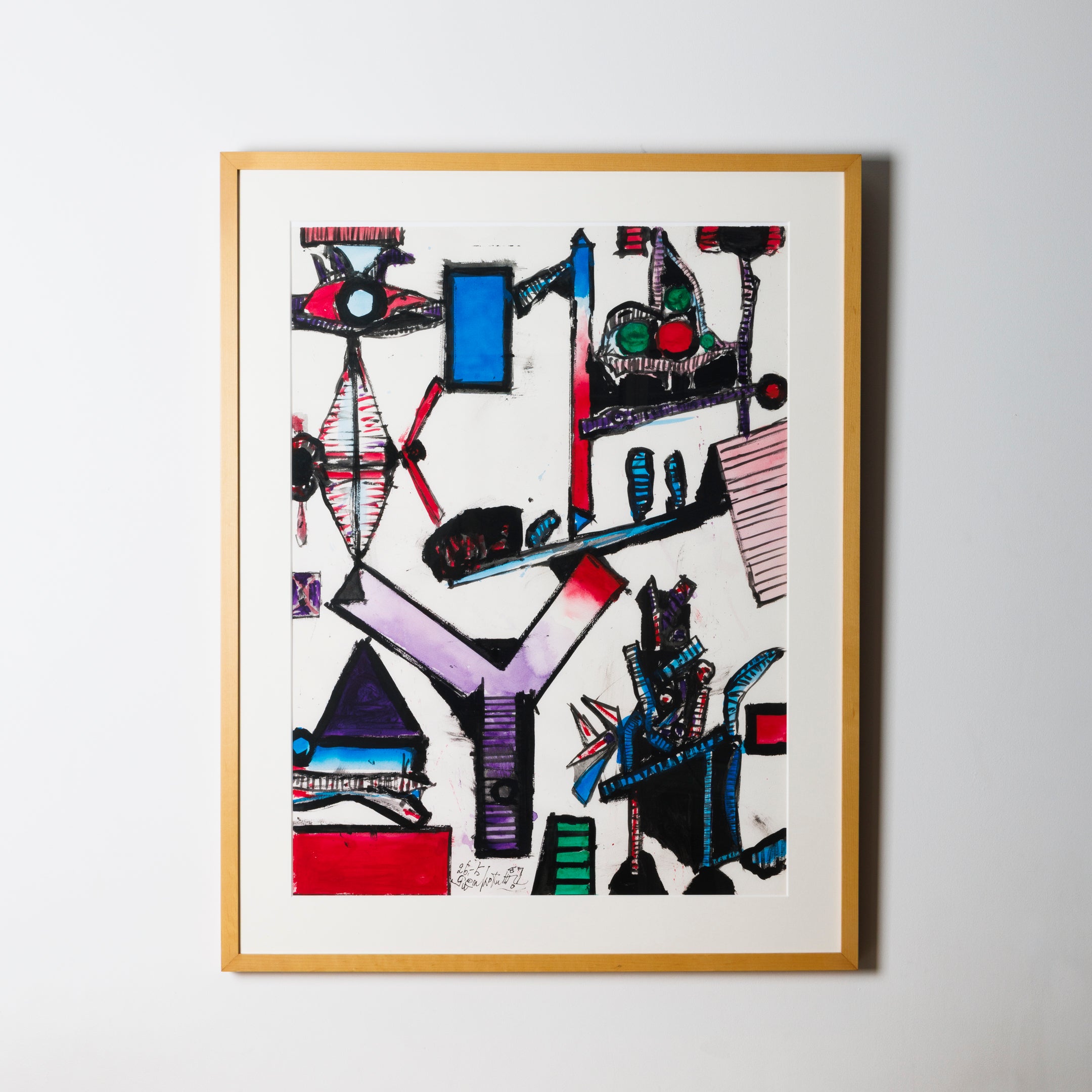 楽器を弾く人　額縁入り　絵画　by M.Onishi 楽器を弾く人額縁入り絵画by M.Onishi