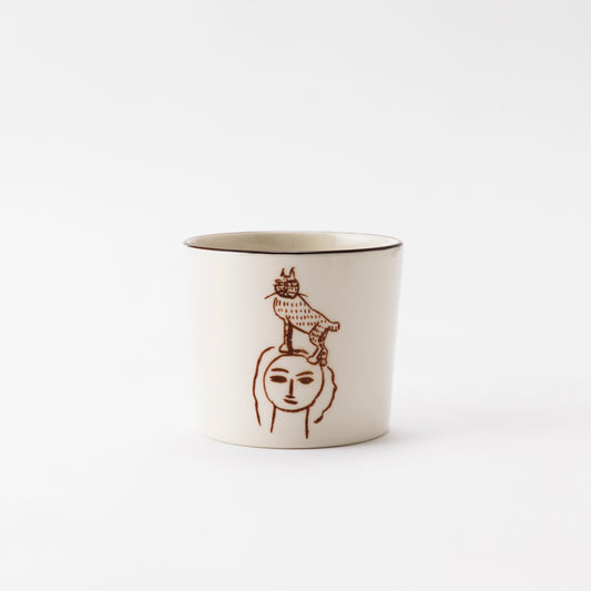 GENICHIRO INOKUMA CUP　(Cat sitting on a head)　Brown