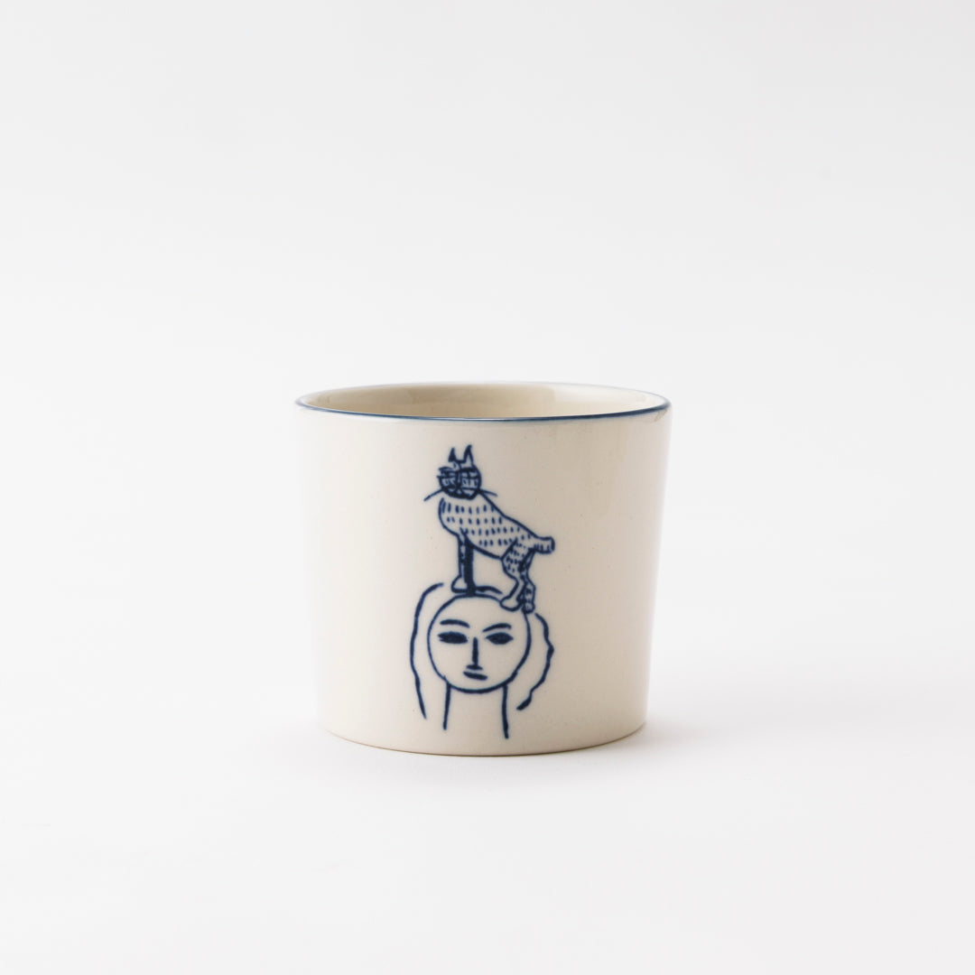 GENICHIRO INOKUMA CUP　(Cat sitting on a head) indigo