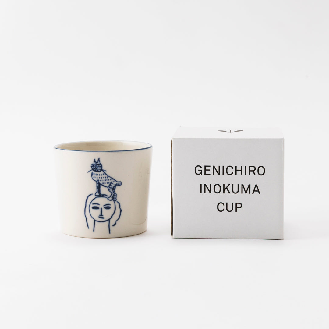 GENICHIRO INOKUMA CUP　(Cat sitting on a head) indigo