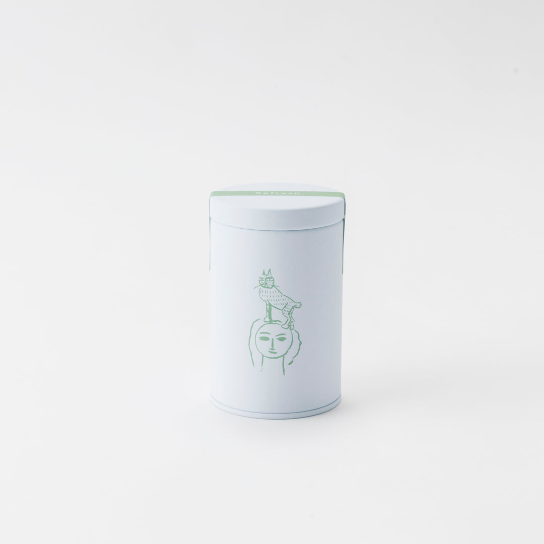 Herbal Tea Tin – Cat on Head (Green)