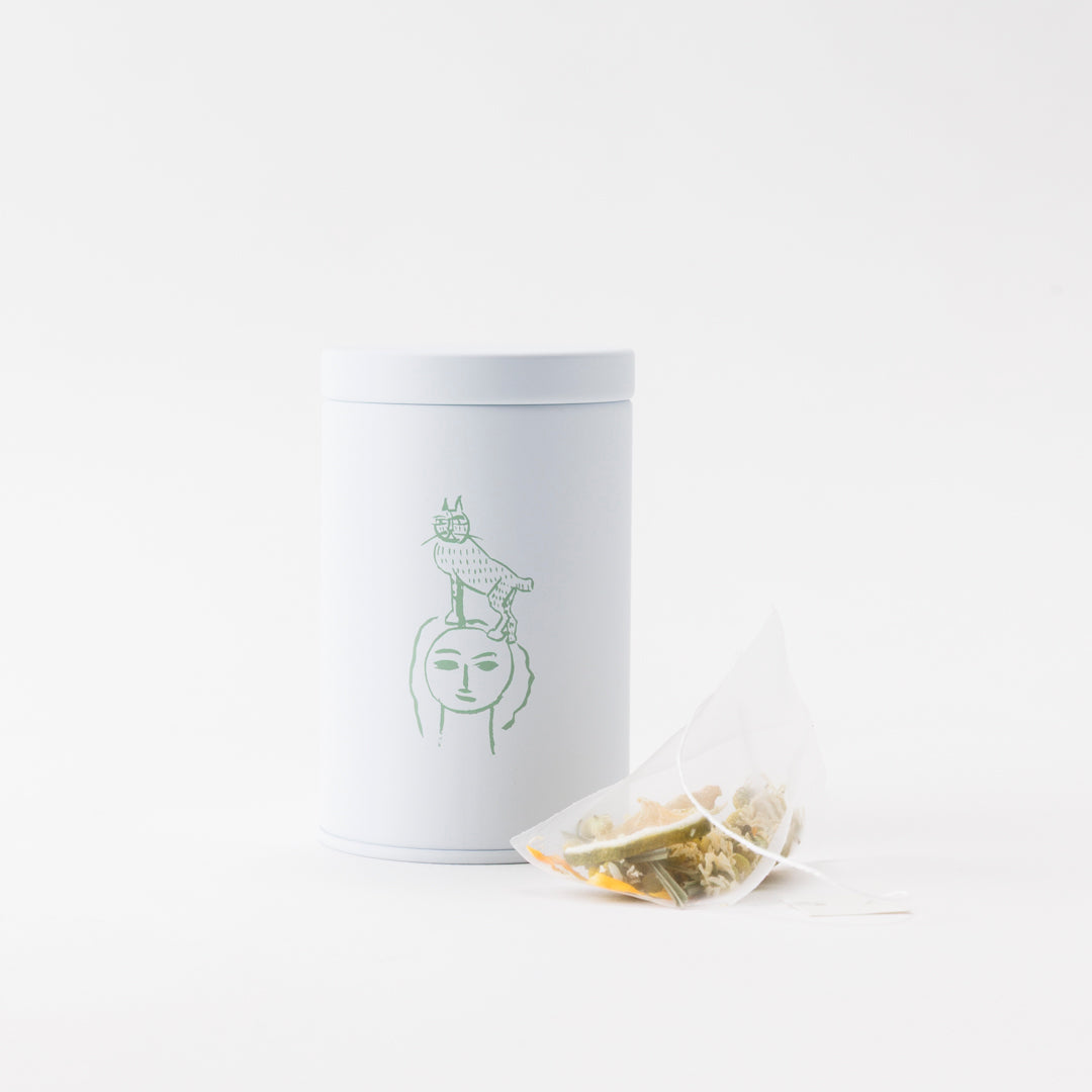 Herbal Tea Tin – Cat on Head (Green)
