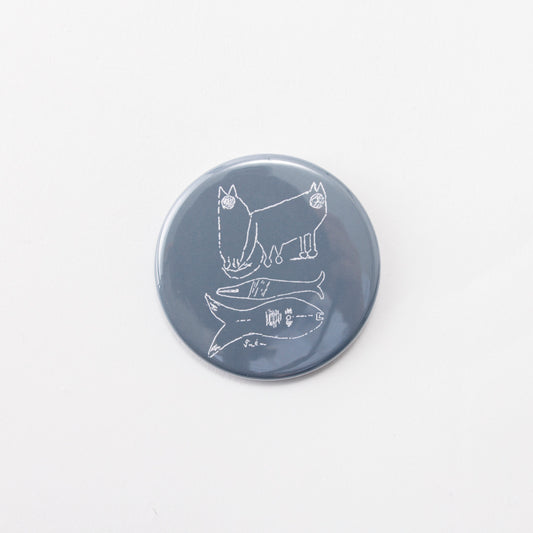 Tin badge large (2 cats and 2 fish)
