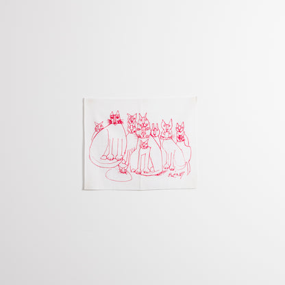 Tenugui Hand Towel (Cat 13) White × Pink