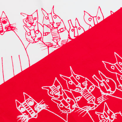 Tenugui Hand Towel (Cat 13) White × Pink