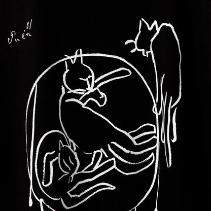 Inokuma T-shirt (Cat and Chair) Black