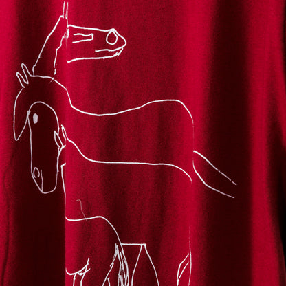 Inokuma T-shirt (Oyako-Horse) Burgundy
