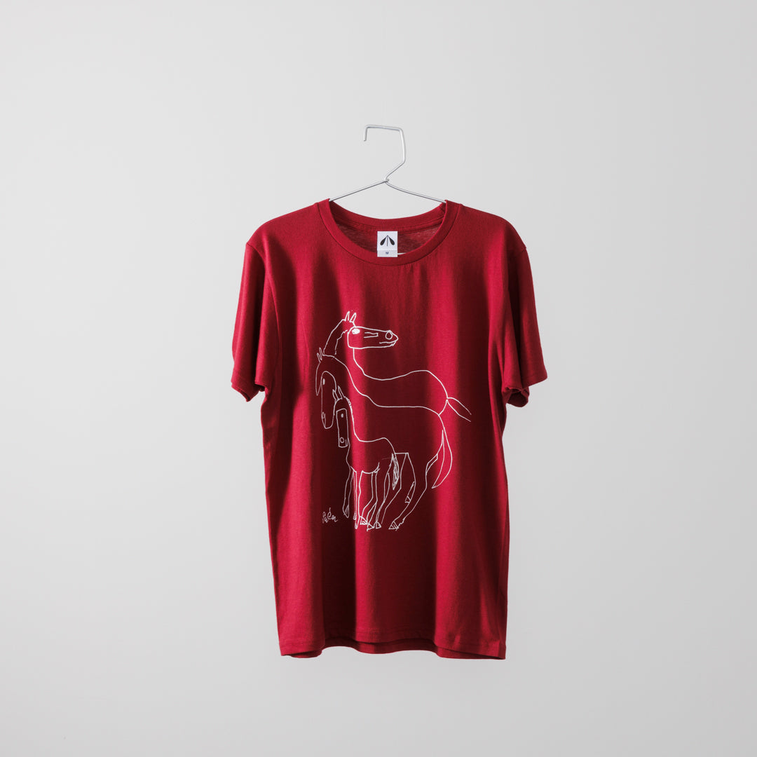 Inokuma T-shirt (Oyako-Horse) Burgundy