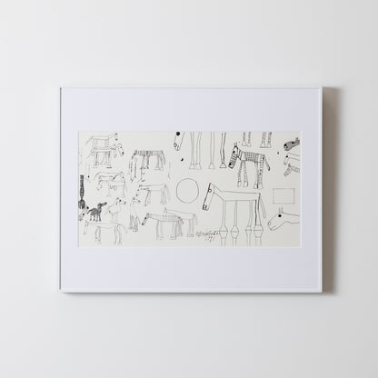 Silkscreen Painting　Horse　Black