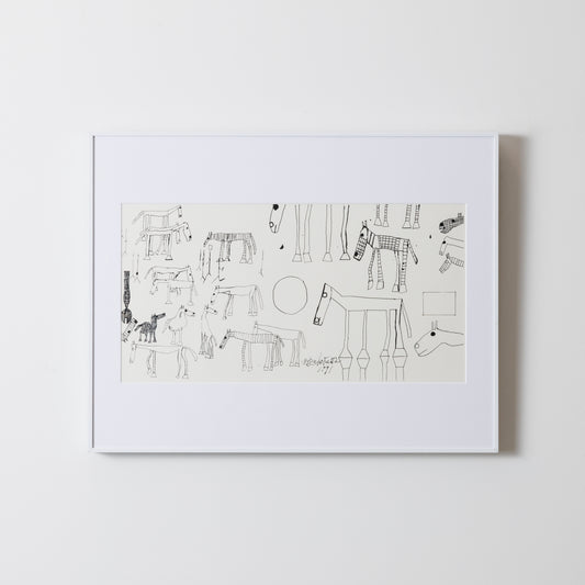 Silkscreen Painting　Horse　Black