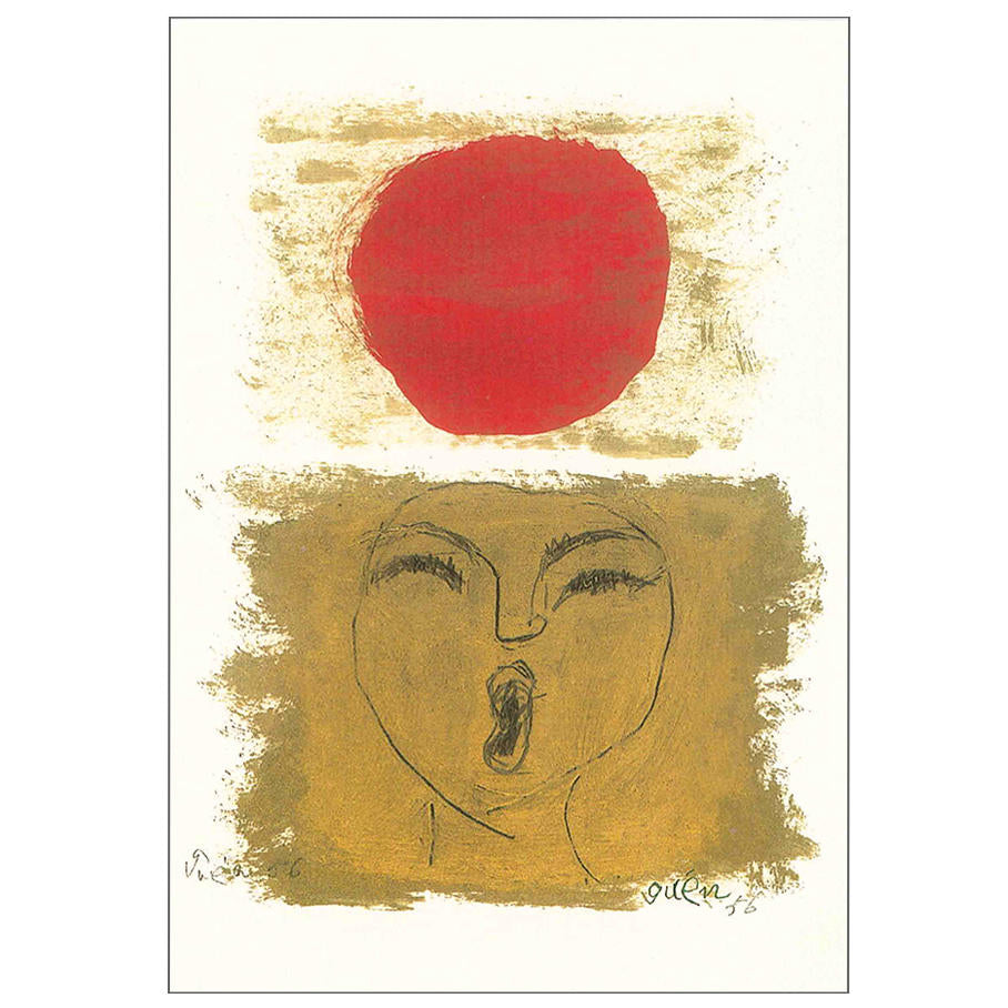 Postcard Red Circle and Singing Woman