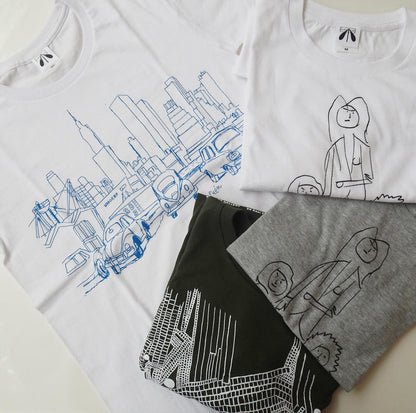 いのくまTシャツ（3人と1匹）ホワイト