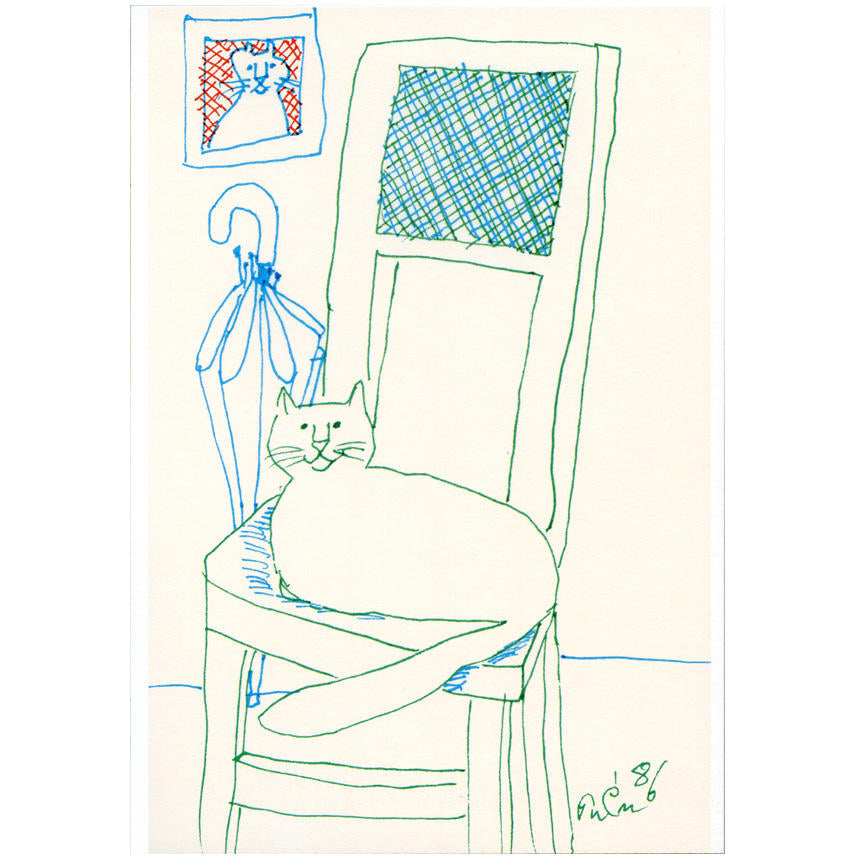 Postcard Cat on a chair