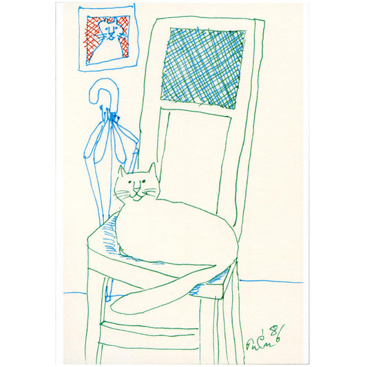 Postcard Cat on a chair