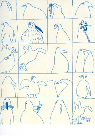 Postcard Birds 20 Blue