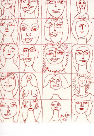 Postcard Face 20 red