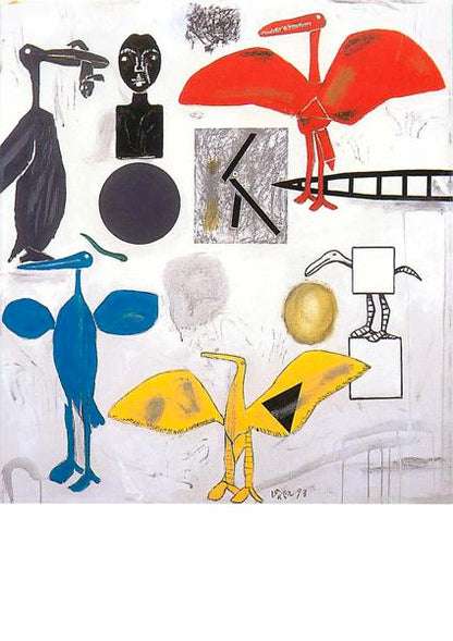 Postcard Windmill and Birds